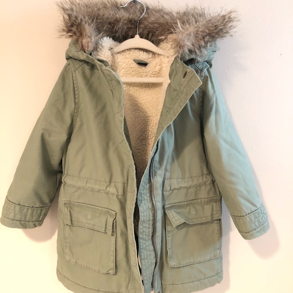 GAP Girls Winter Wool Faux Fur Trim Jacket 3T $70